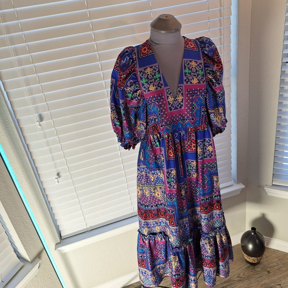 Hunter Bell New York Size M Short Sleeve Boho Maxi Dress - Picture 10 of 13